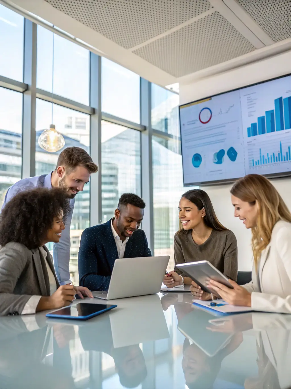 An image of a diverse team collaborating in a modern office, symbolizing the teamwork and expertise involved in asset recovery.