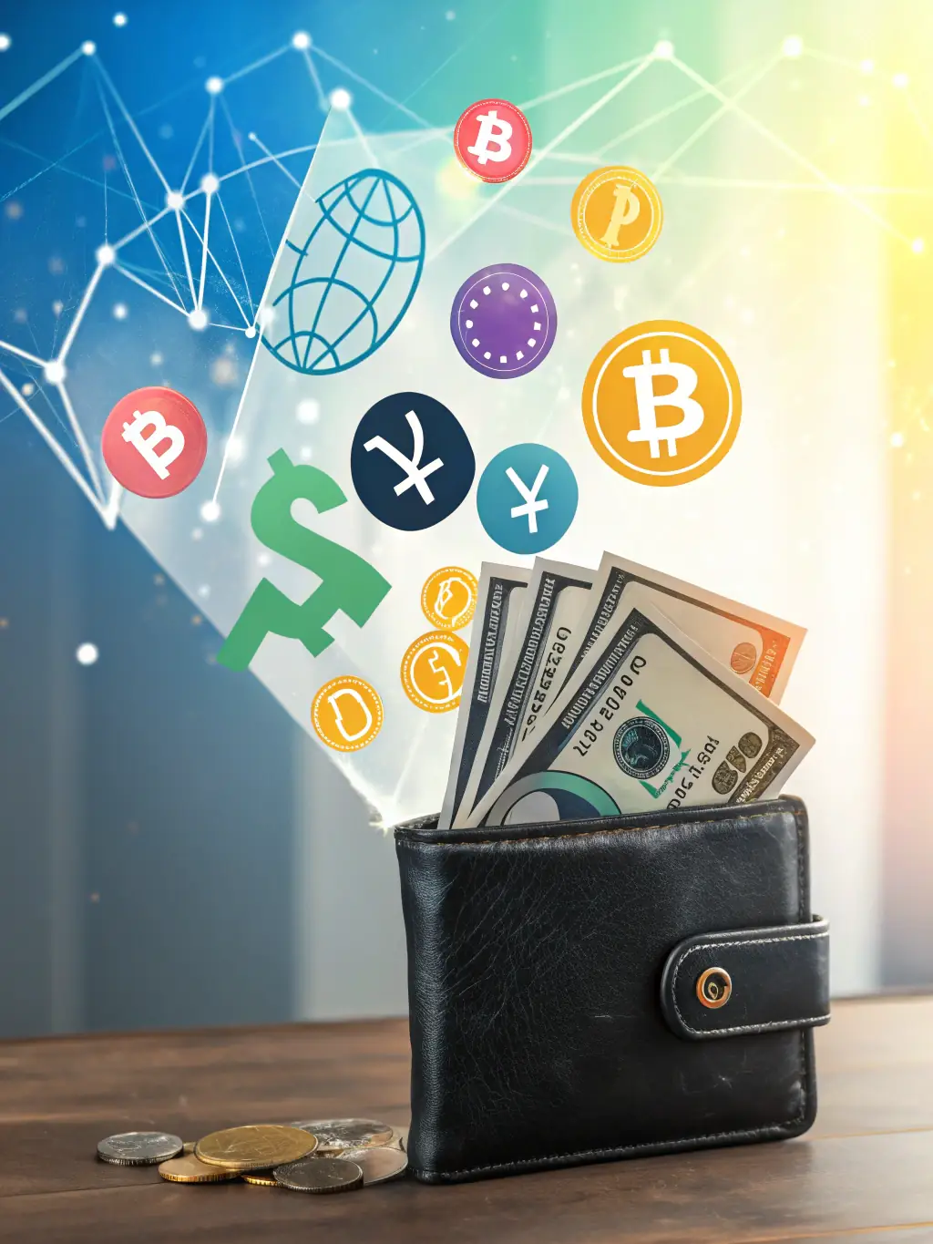 A visual representation of digital wallets and cryptocurrency symbols, showcasing Etopiah Financial Group, LLC.'s expertise in digital asset recovery.